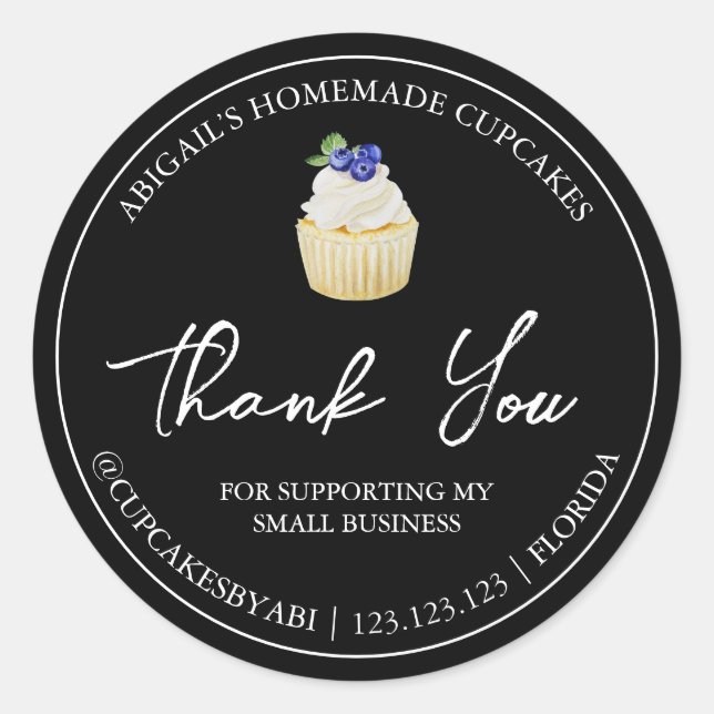 Simple Homemade Cupcake Thank You Label (Front)