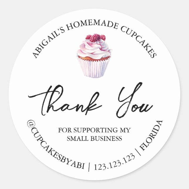 Simple Homemade Cupcakes Thank You Label (Front)