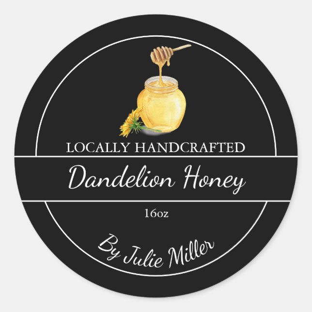 Simple Homemade Dandelion infused Honey Label (Front)