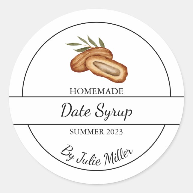 Simple Homemade Date fruit Syrup Label (Front)