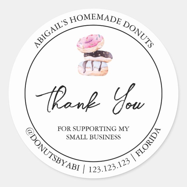 Simple Homemade Donut Thank You Label (Front)