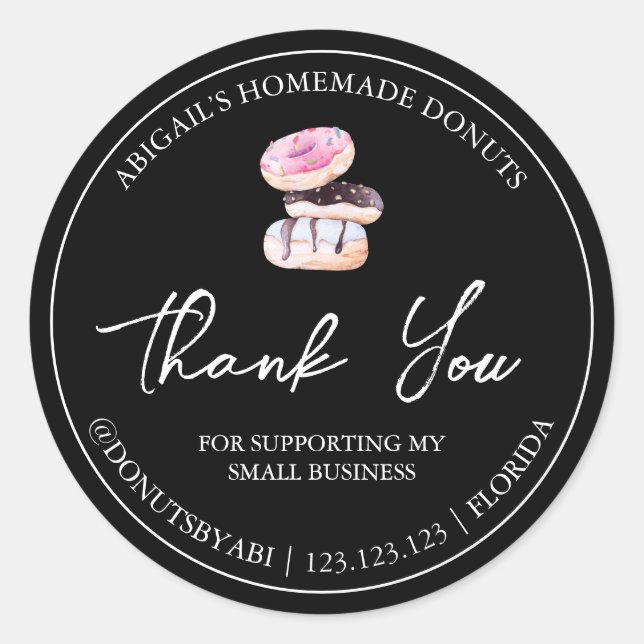 Simple Homemade Donut Thank You Label (Front)
