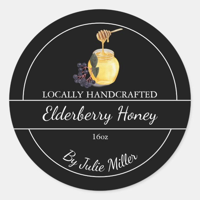 Simple Homemade Elderberry infused Honey Label (Front)