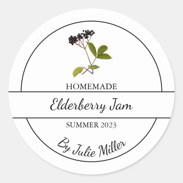 Simple Homemade Elderberry Jam Label (Front)