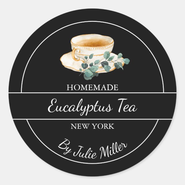 Simple Homemade Eucalyptus Tea Label (Front)