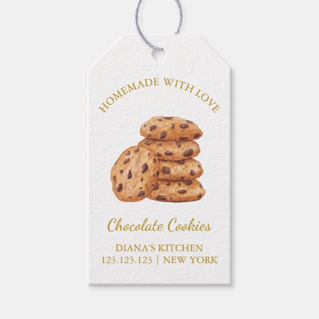 Simple Homemade Fresh Cookies Hang Tag | White (Front)