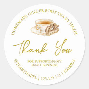 Simple Homemade Ginger Root Tea Thank You Label