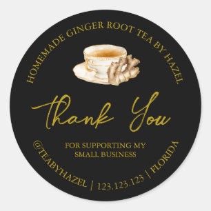 Simple Homemade Ginger Root Tea Thank You Label