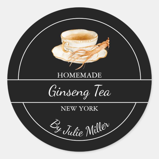 Simple Homemade Ginseng Tea Label (Front)