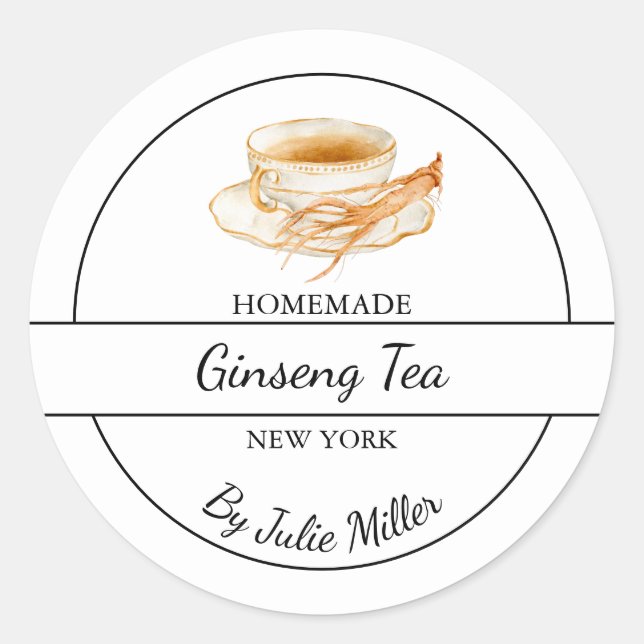 Simple Homemade Ginseng Tea Label (Front)