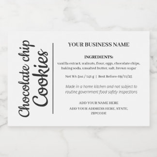 Simple Homemade Goods Cookie Ingredient Label