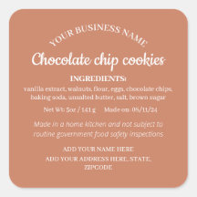 Simple Homemade Goods Cottage Law Ingredient Label