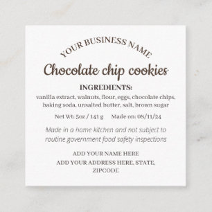 Simple Homemade Goods Product Insert Card