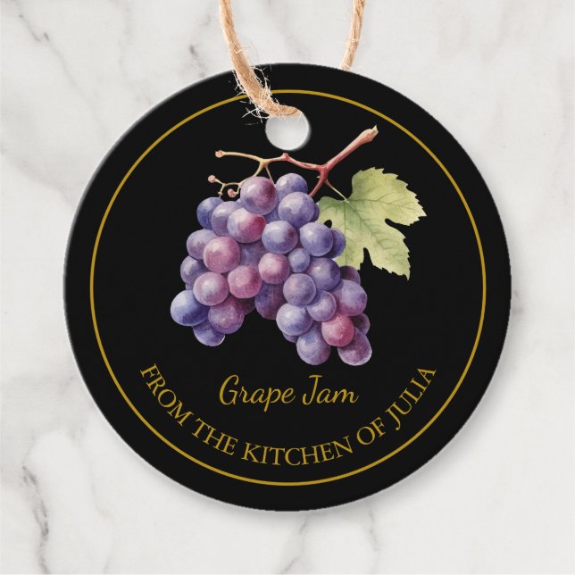 Simple Homemade Grape Jam Hang Tag l Black (Front)