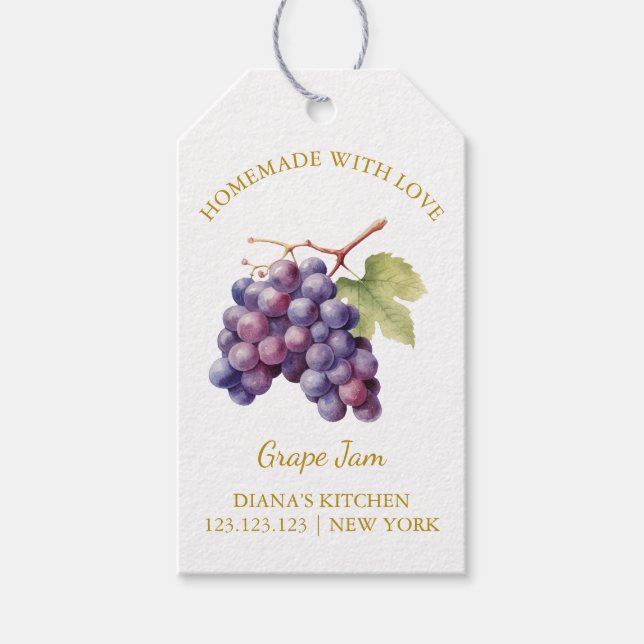 Simple Homemade Grape Jam Hang Tag l White (Front)