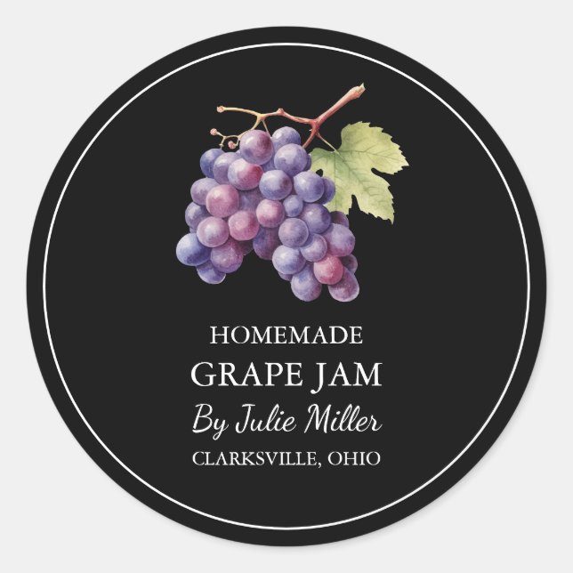 Simple Homemade Grape Jam Label (Front)