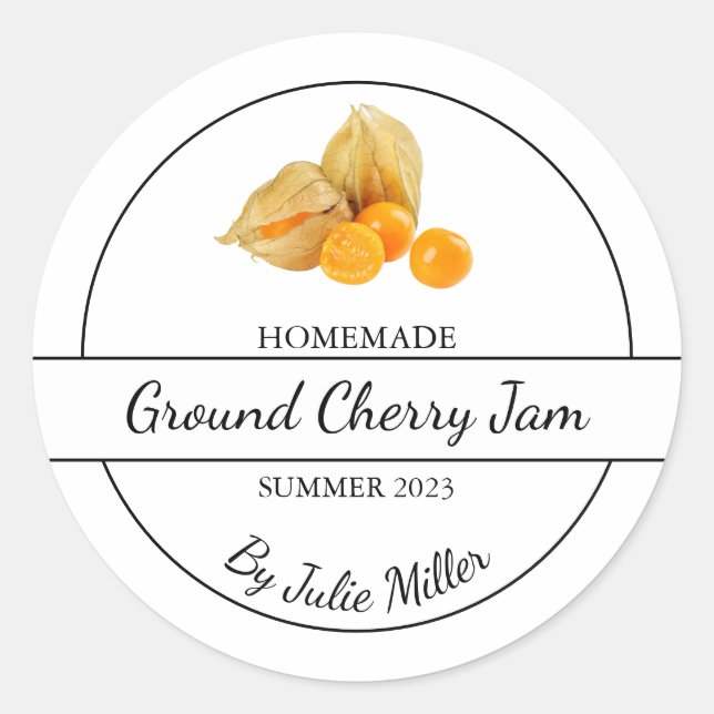 Simple Homemade Ground Cherry Jam Label (Front)