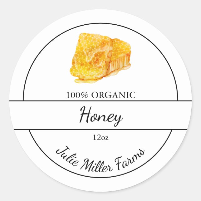 Simple Homemade Honeycomb Honey Label (Front)