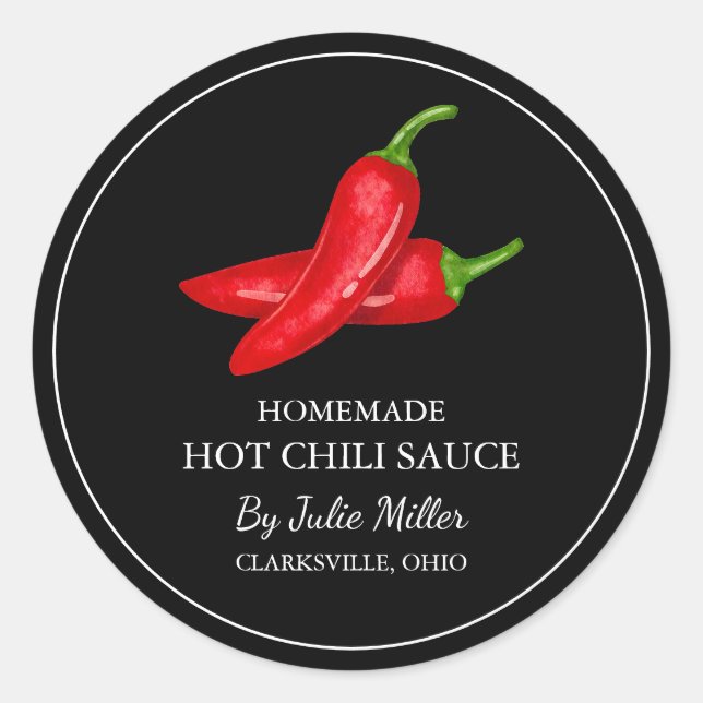 Simple Homemade Hot Chili Sauce Label (Front)