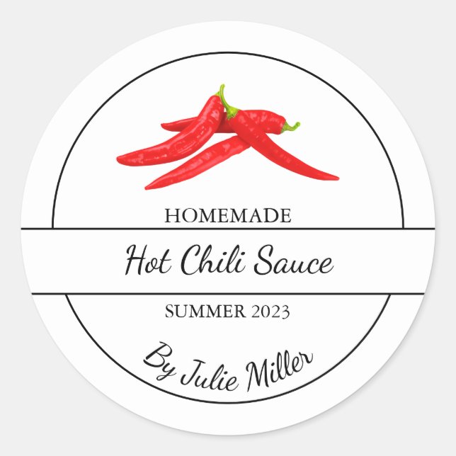 Simple Homemade Hot Chili Sauce Label (Front)