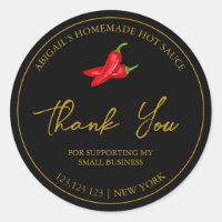 Simple Homemade Hot Chili Sauce Thank You Label