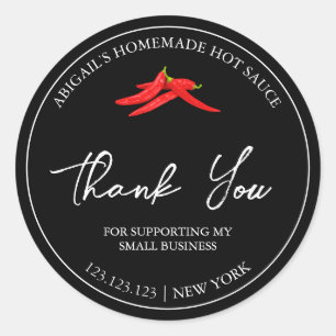 Simple Homemade Hot Chili Sauce Thank You Label
