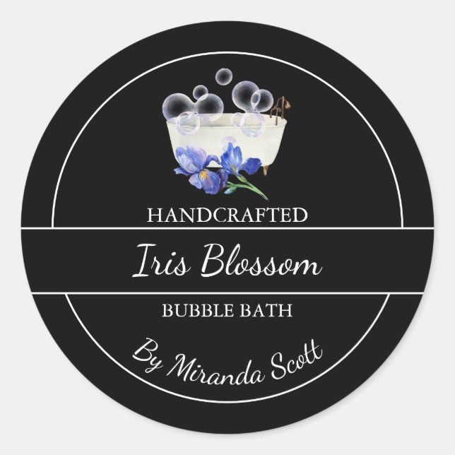 Simple Homemade Iris Bubble Bath Label (Front)