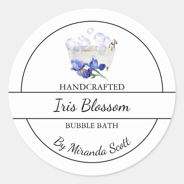 Simple Homemade Iris Bubble Bath Label (Front)