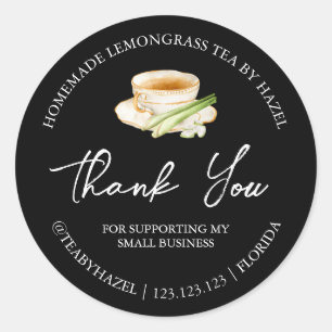 Simple Homemade Lemongrass Tea Thank You Label