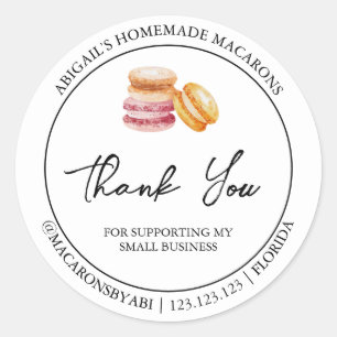 Simple Homemade Macaron Thank You Label