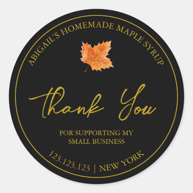 Simple Homemade Maple Syrup Thank You Label (Front)