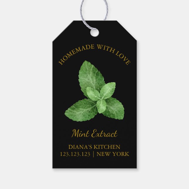 Simple Homemade Mint Extract Hang Tag l Black (Front)