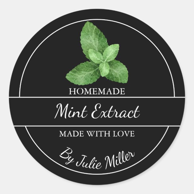 Simple Homemade Mint Extract Label (Front)