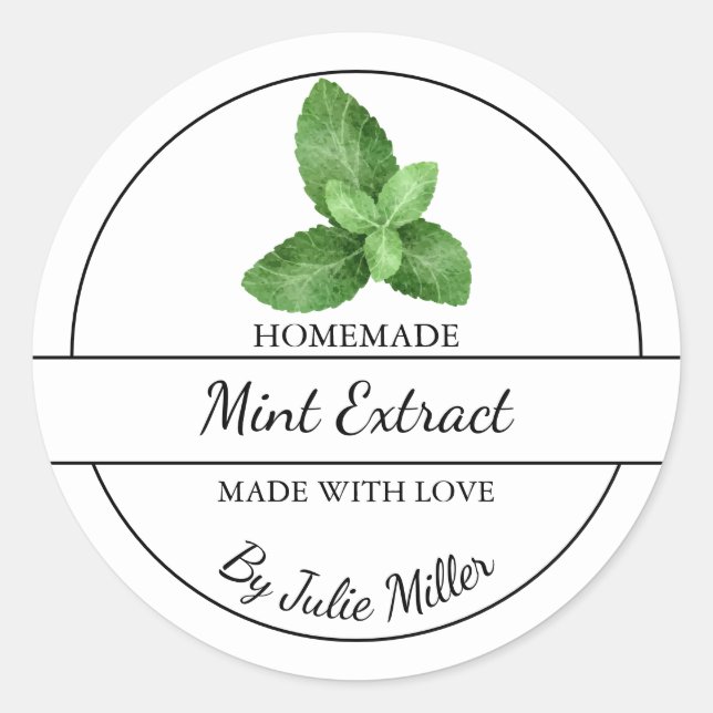 Simple Homemade Mint Extract Label (Front)