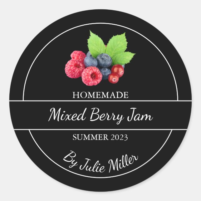 Simple Homemade Mixed Berry Jam Label (Front)