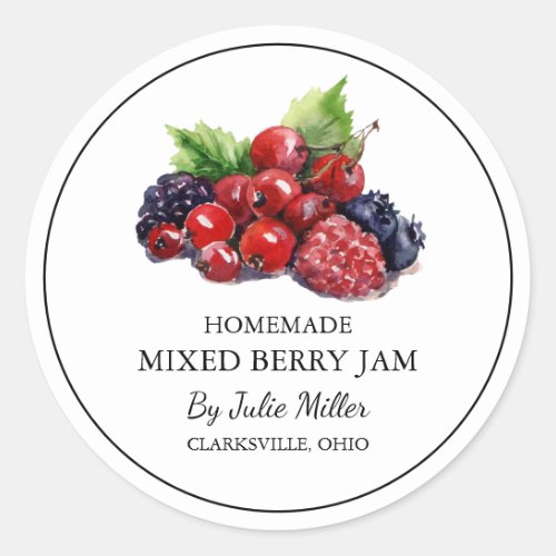 Simple Homemade Mixed Berry Jam Label