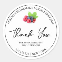 Simple Homemade Mixed Berry Jam Thank You Label