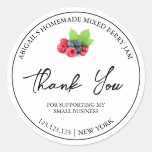 Simple Homemade Mixed Berry Jam Thank You Label