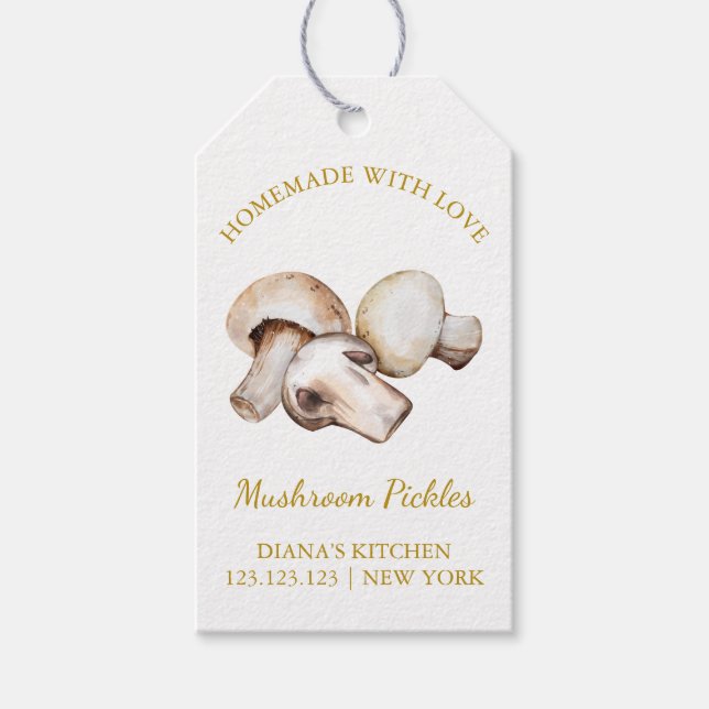 Simple Homemade Mushroom Pickle Hang Tag | White (Front)