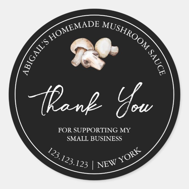 Simple Homemade Mushroom Sauce Thank You Label (Front)