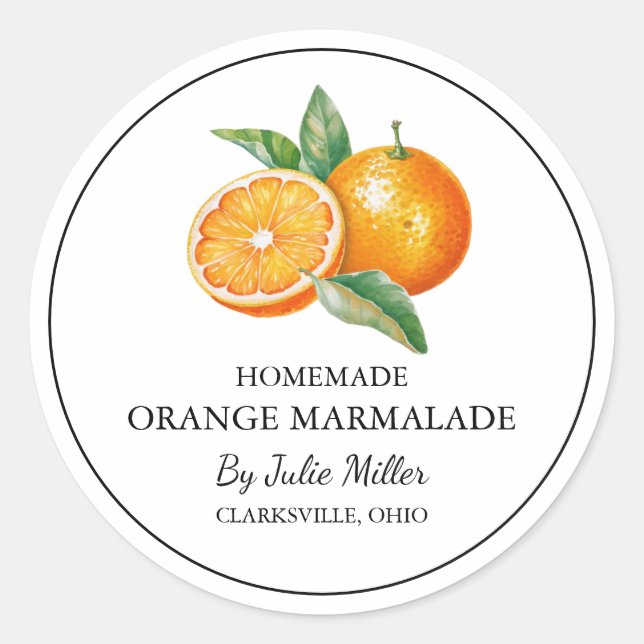 Simple Homemade Orange Marmalade Label (Front)