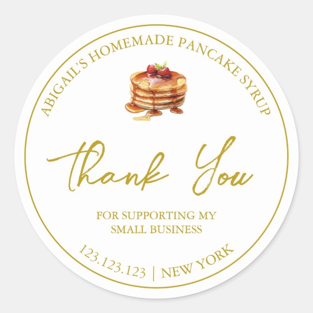 Simple Homemade Pancake Syrup Thank You Label (Front)