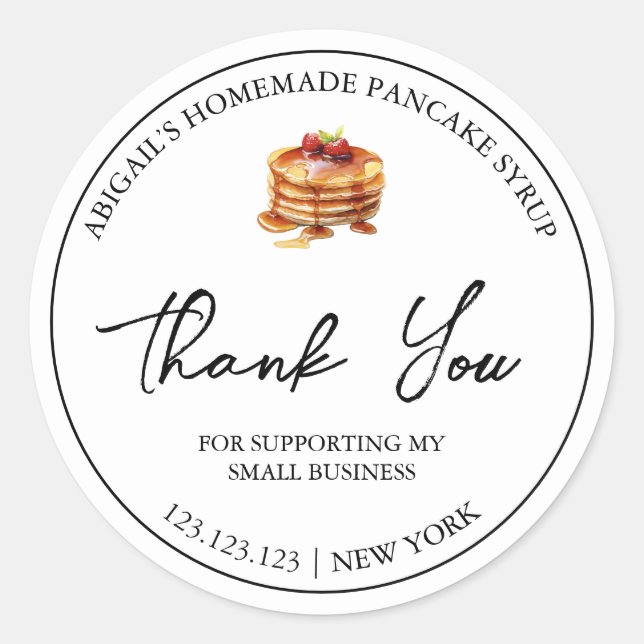 Simple Homemade Pancake Syrup Thank You Label (Front)
