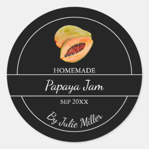 Simple Homemade Papaya Jam Label Black