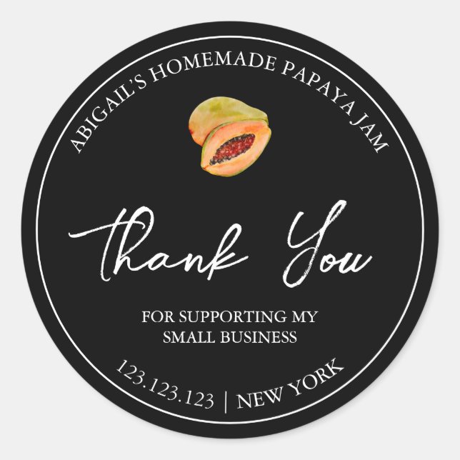 Simple Homemade Papaya Jam Thank You Label (Front)