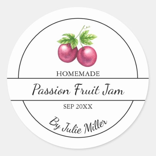 Simple Homemade Passion Fruit Jam Label