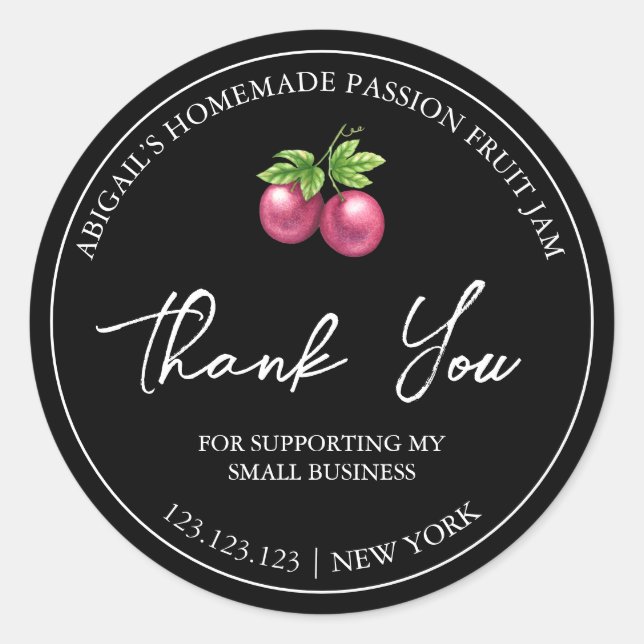 Simple Homemade Passion Fruit Jam Thank You Label (Front)