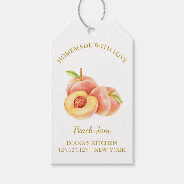 Simple Homemade Peach Jam Hang Tag l White (Front)