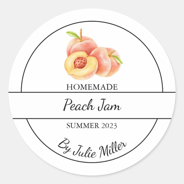 Simple Homemade Peach Jam Label (Front)