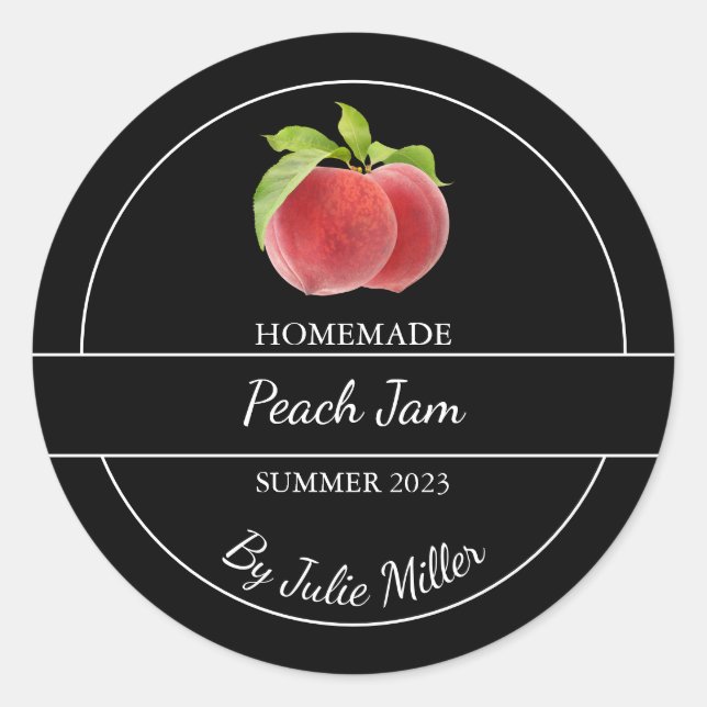 Simple Homemade Peach Jam Label (Front)